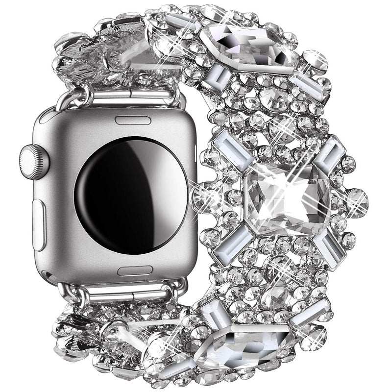 VIQIV Bling Bands Compatible with Apple Watch Band 38mm 40mm 41mm 42mm 44mm 45mm 49mm Iwatch Series SE 9 8 7 6 5 4 3 2 Ultra, Diamond Rhinestone Dressy Metal Bracelet Wristband Strap for Women - Image 3